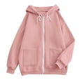 thumbnail image 5 of Besolor Womens Zip up Hoodies Drawstring Long Sleeve Sweatshirts Fall Winter Casual Thermal Warm Outdoor Track Jacket with Pockets(Small,Pink), 5 of 5