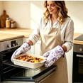 thumbnail image 6 of Oven Mitts and Pot Holder,Floral Print Oven Gloves and Heat Shield for Home Daily Baking Cooking Prep, 6 of 7