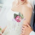 thumbnail image 4 of Pecho del novio, ramillete de la novia y juego de muñecas de la dama de honor con flores para la fiesta de bodas en color violeta claro, 4 of 8