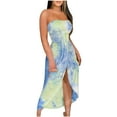 thumbnail image 2 of Women Dresses Plus Leggings Sling Shoulder strap Dresses Strapless Printed Sleeveless Sexy Fashion Dresses Blue Trendy Skirt Size 3XL, 2 of 5