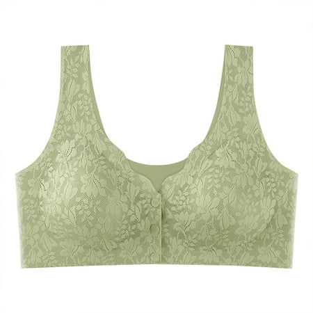 SNOWSONG Bras for Women Clearance! Women s Seamless Breathable Underwear Plus Size Tank Top Wireless Bra  Push up Bra  Front Closure Bras for Women  Wireless Bras 1x Bra Green L