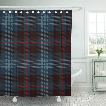 Red Plaid Shower Curtain KSADK Check Tartan Red Black and Blue Plaid Flannel Patterns Trendy Tiles for Scottish Shower Curtain 66x72 inch ()