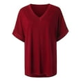 thumbnail image 5 of Mittory Womens Summer Dolman Sleeve V Neck Casual Tops Tshirts Solid Color Blouse, 5 of 7