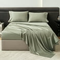thumbnail image 2 of 100% Long Stape Cotton 4pc King Size Sheets Set 800TC Silky Sateen Smooth Soft Fitted Sheet Up to 16"(Olive,King), 2 of 7