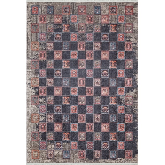 Mumbai Blue Modern Polyester Area Rugs for Living Room Washable Rugs Boho Moroccan Area Rug Soft Geometric Bohemian Distressed Indoor Rug for Bedroom Dining Room Office Foldable Nonslip Rug