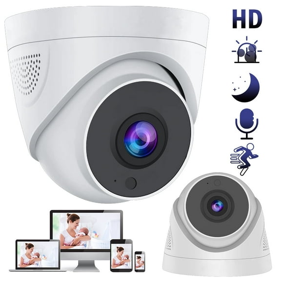 Detection, 360° Wireless Nanny Cam with Two-Way Audio Recording IP66 Weatherproof, Time-Lapse Night Vision