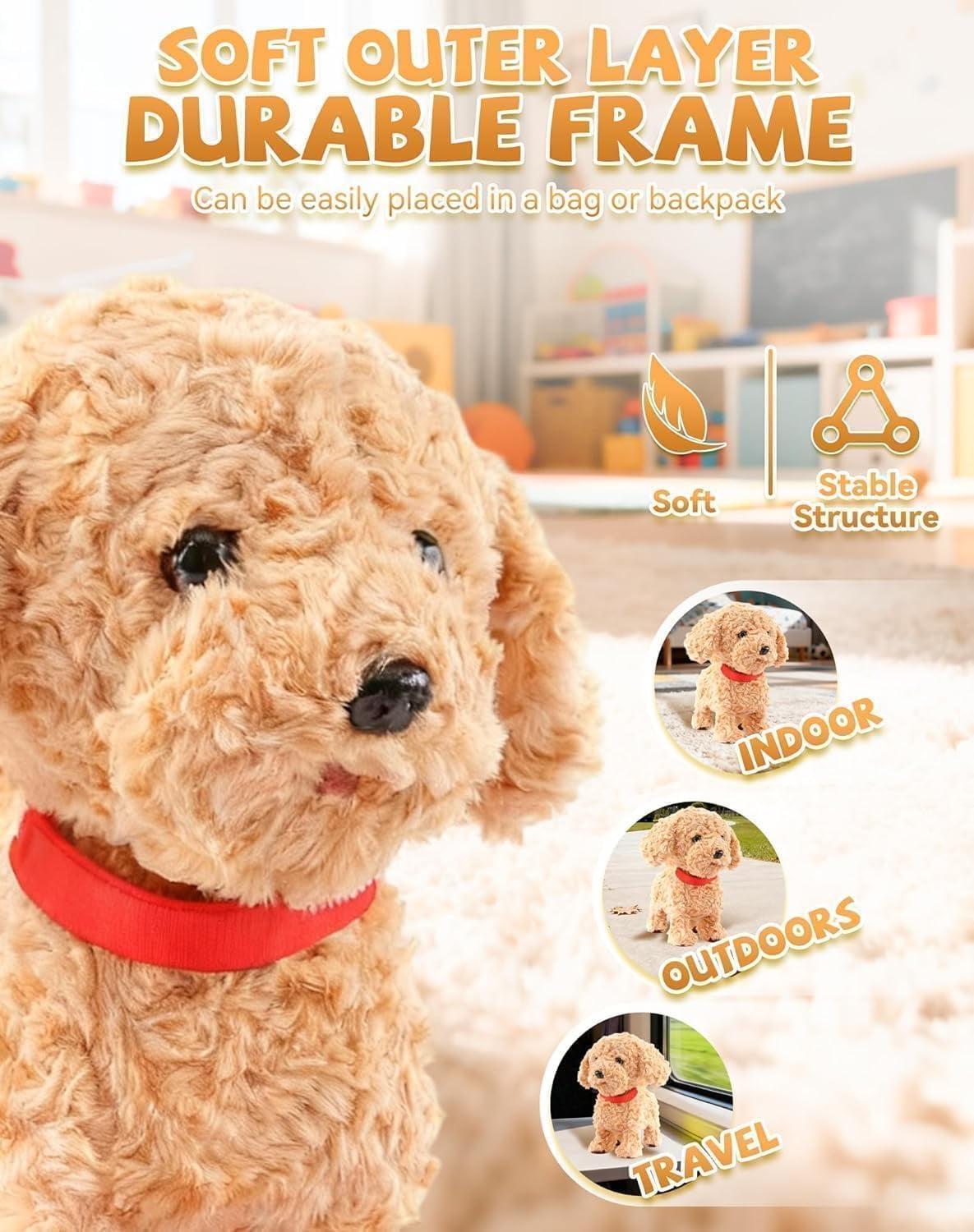 Extra large Lifelike Robot Dog ToyInteractive Robot with Touch Sensing, Voice Mimicry, Licking Motion, Soft Fur, USB charging | Perfect for Kids（Style A  1 PCS）