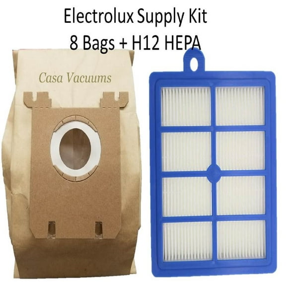 8 Electrolux Type S Bags   1 H12 HEPA Filter fits all Electrolux Oxygen - Harmony - Jetmaxx - Ultra Silencer Canister Vacuum Cleaner One Year Supply Bundle Kit, also fits Eureka OX   HF-1