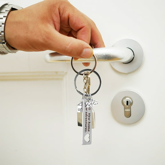 WRISTBIQUE 4Pcs Welcome Home Decorations Stainless Steel Keychain For Car Home Office 11.8X7.9X0.39in