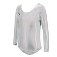 thumbnail image 3 of CYRBOKO Gymnastics Leotards for Toddler Girls, Long Sleeve Performance Hot Stamping Training Dancewear Clothes Silver Size 2T, 3 of 4