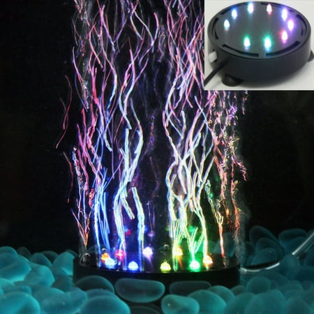 Fish Tank Aquarium Decorative Underwater LED Lights Air Bubble Round Stone (Best T5 Lights For Aquarium Plants)