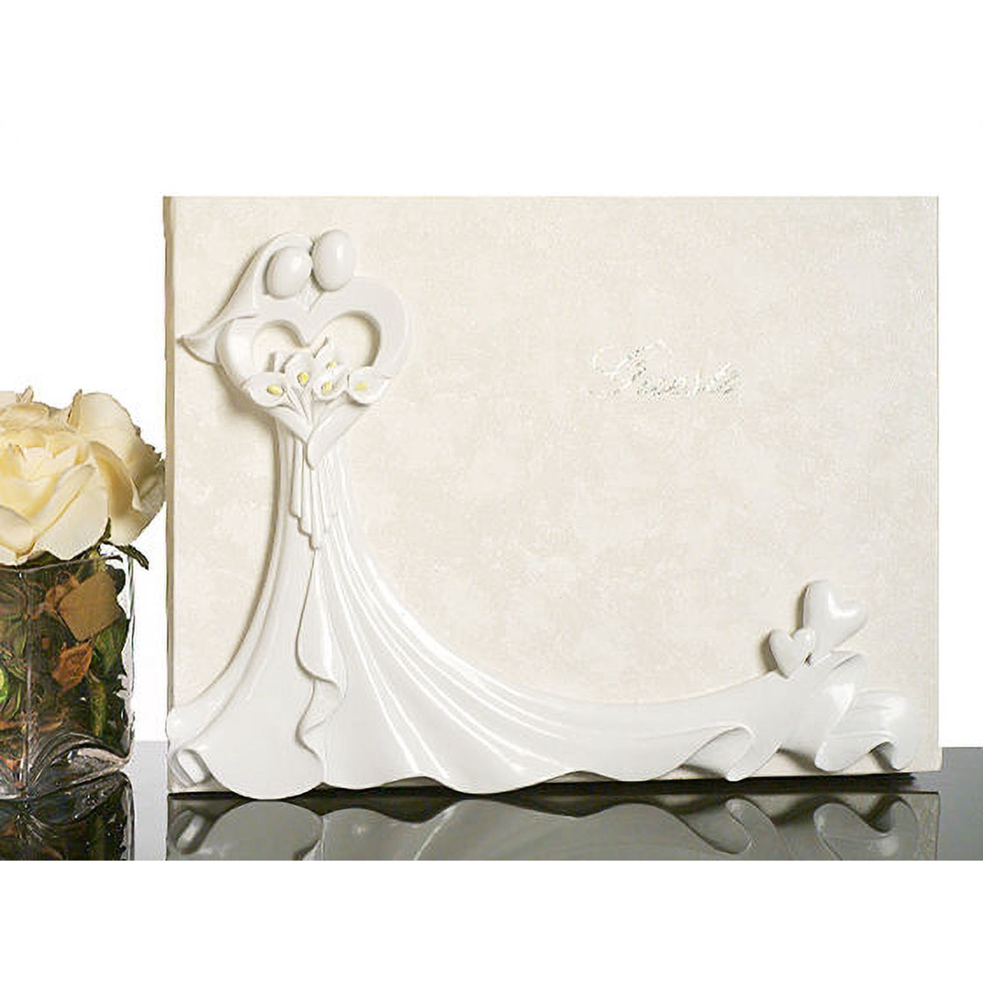 Bride and Groom with Calla Lily Bouquet Guest Book