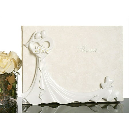 Bride and Groom with Calla Lily Bouquet Guest Book