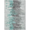 thumbnail image 2 of HomeRoots 582415 10 x 14 ft. Abstract Washable Indoor & Outdoor Rectangle Area Rug, Teal Blue, Charcoal & Silver, 2 of 5