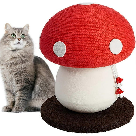 Mushroom Cat Tree, Kitten Scratching Post with Mini Mushroom Cat Exercise Toy, Multifunctional Interactive Cat Plays Cute Cat Scratcher (34*28cm)