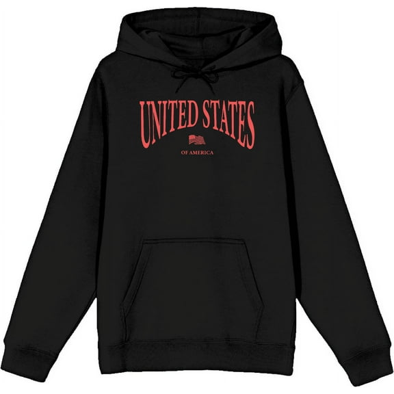 United States of America USA Flag Adult Black Long Sleeve Hoodie-Medium