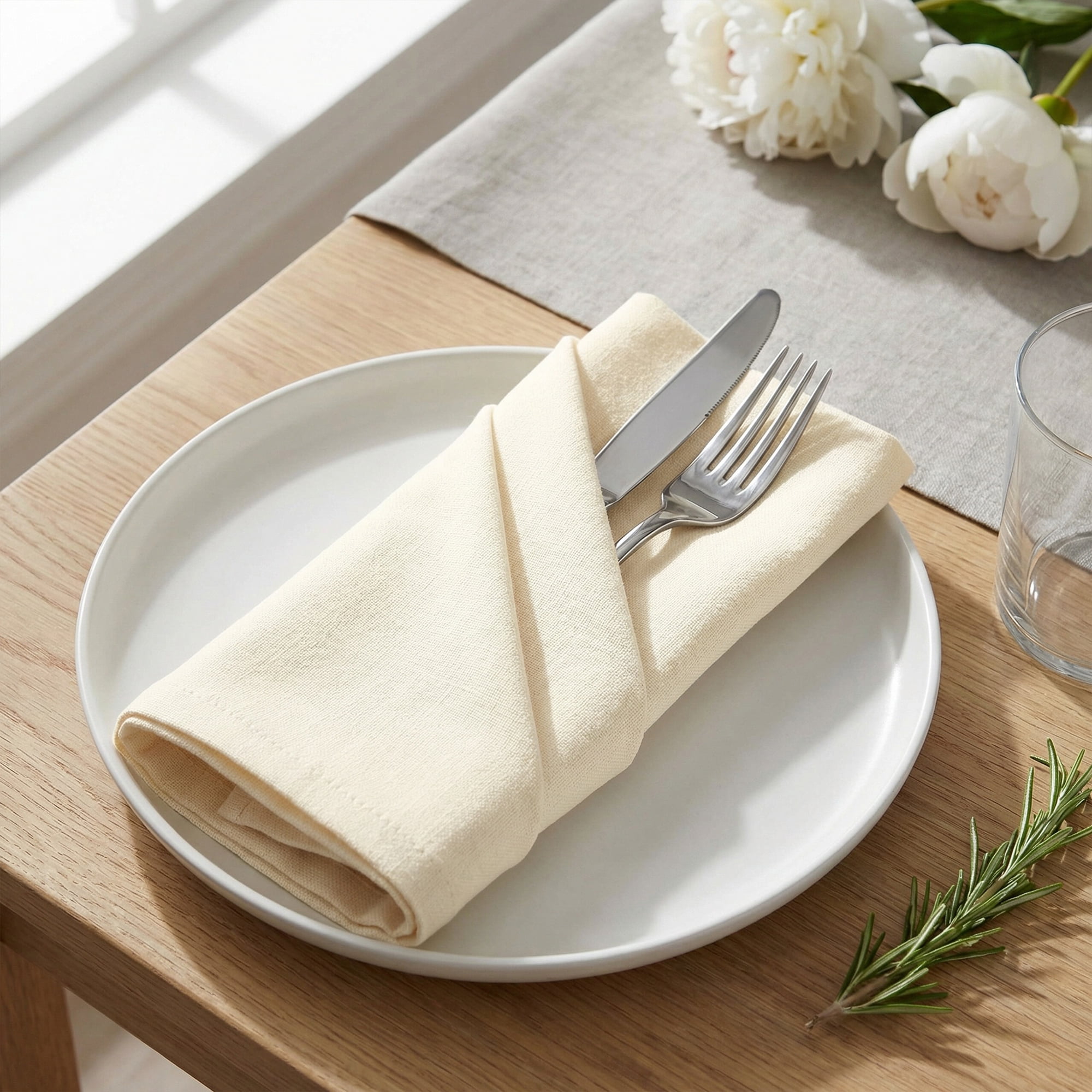 Unique Bargains 6Pcs Cotton Washable Cloth Napkins Light Brown 16x16inch