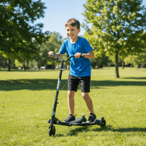 3 Wheel Drift Swing Scooter for Kids and Adults Age 6 , Folding Wiggle Kick Scooter with Adjustable Height, Great Gift for Outdoor Play and Exercise, Black