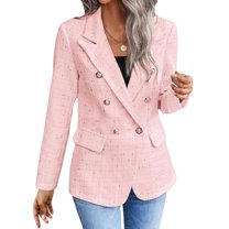 Bxsruta Jacket for Women, Classic Fit Women's Long Sleeve Wool Blend Blazer, Single-Breasted Casual Suit Jacket for Office Wear