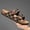 Brown, variant on Retro Brown Grid Print Two-Strap Cork Slides Adjustable Copper Buckle Contour Massage Insole Outdoor Sandals