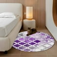 thumbnail image 3 of Purple Morocco Round Area Rug 4 FT, Non Slip Indoor Outdoor Rug, Rustic Country Smear Street Mottled Art Washable Soft Circular Carpet Non-Shedding Floor Mat for Coffee Table Nursery Foyer Balcony, 3 of 9
