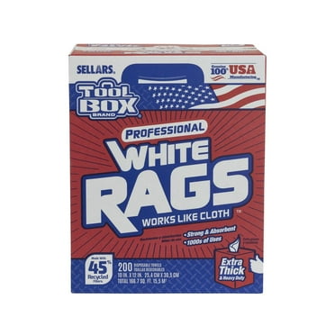 Sellars TOOLBOX White Rags, 1-Ply, 9.8 x 12, White, 200 Sheets/Box, 6 Boxes/Carton
