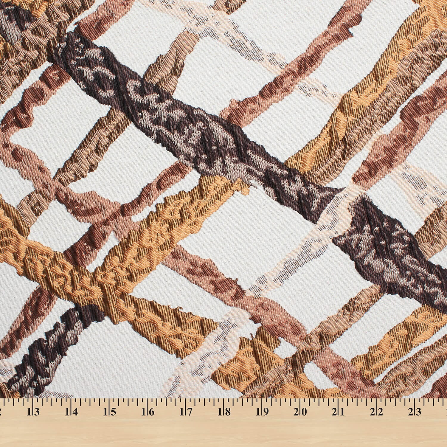 Abstract Geometric Vine Extra Wide Heavyweight Polyester Upholstery Jacquard Fabric By The Yard - For Sewing Curtains, Home Décor, Table Covers, & More - Autumn (1 Yard)