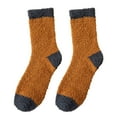 thumbnail image 1 of Mightlink 1 Pair Winter Socks Elastic Contrast Color Cozy Coral Fleece Soft Keep Warm Thicken Sweat Absorption Winter Floor Socks for Home, 1 of 7