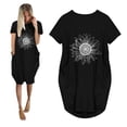 thumbnail image 4 of Jusqu'à 65 % de Réduction! Robes d'Été Mode pour Femmes 2024 Grande Taille Robe Décontractée Imprimé Tournesol Manches Courtes Col en V, 4 of 5