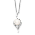 thumbnail image 3 of 925 Sterling Silver Rhodium-Plated 6-7mm White Freshwater Cultured Pearl Cubic Zirconia Necklace 17 Inch, 3 of 5