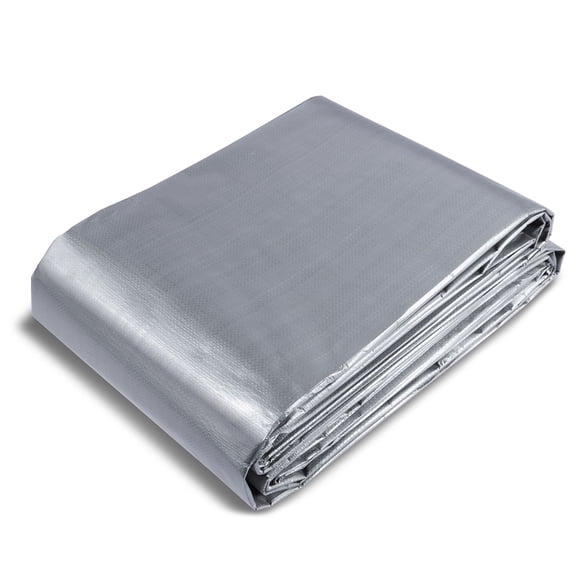 20x30 ft Heavy Duty Poly Tarp,10 Mil Waterproof Cover with Brass Grommets,All Weather UV Resistant Outdoor Tarpaulin for Camping and Canopy (Silver/Brown)