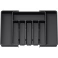 thumbnail image 1 of Cutlery Holder-Black, Expandable Drawer Utensil Tray, Adjustable Drawer Organizer for Kitchen, Compact Plastic Storage to Hold Spoons, Forks, 1 of 5