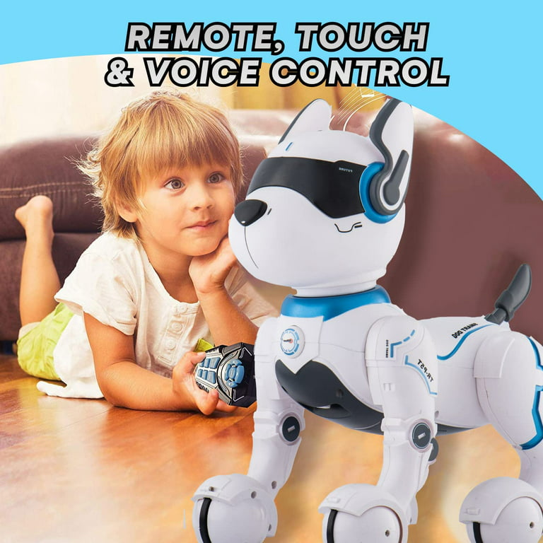 Xiaokeke Remote Control Robot Dog Toy, Rc Robotic Stunt Puppy Voice Control  Toys, Mini Smart Dancing Pet, Programmable Robot Dog Birthday Gift