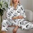 thumbnail image 5 of Xecao Cool Dog Print Women Pajamas Set Soft Sleepwear Pjs long Sleeve Button Down Nightwear with Long Pants, 5 of 6