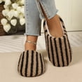 thumbnail image 5 of Fnooota Womens Fuzzy Slippers, Warm Non Slip Winter Stripe House Slippers Home Shoes Coffee Size 10-10.5, 5 of 6