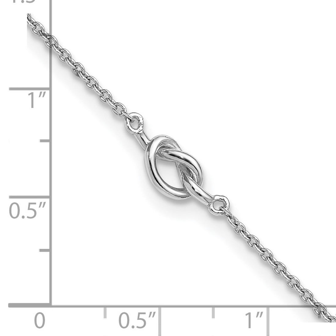 1.7mm 925 Sterling Silver Rhodium Plated Polished Knot Plus 1in Extension Anklet 9 Inch Anklet for Women