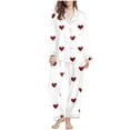 thumbnail image 2 of Uaswgudfs Women's Valentine's Day Pajama Set Long Sleeve Button Front Heart Print Casual Sleepwear Flannel-Like, 2 of 8