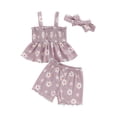 thumbnail image 2 of Aojekbee Little Girls Summer 3PCS Sets Sleeveless Daisy Print Tank Tops Shorts Headband Sets, 2 of 10