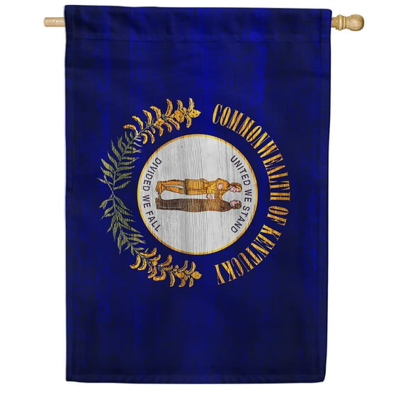 America Forever Kentucky State Flag 28 x 40 Inch Double Sided Outdoor Yard Decorative USA Vintage Wood State of Kentucky House Flag, Made in the USA
