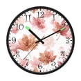 thumbnail image 2 of Voice Activated Clock with Glow Light 12 Inch Large Silent Wall Clock Battery Operated for Home Decor Watercolor Pink Maple Leaves, 2 of 8