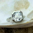 thumbnail image 2 of Bezel Set Engagement Ring 14K White Gold Plated Silver 2Ct Asscher Cut Lab Created Diamond, 2 of 4