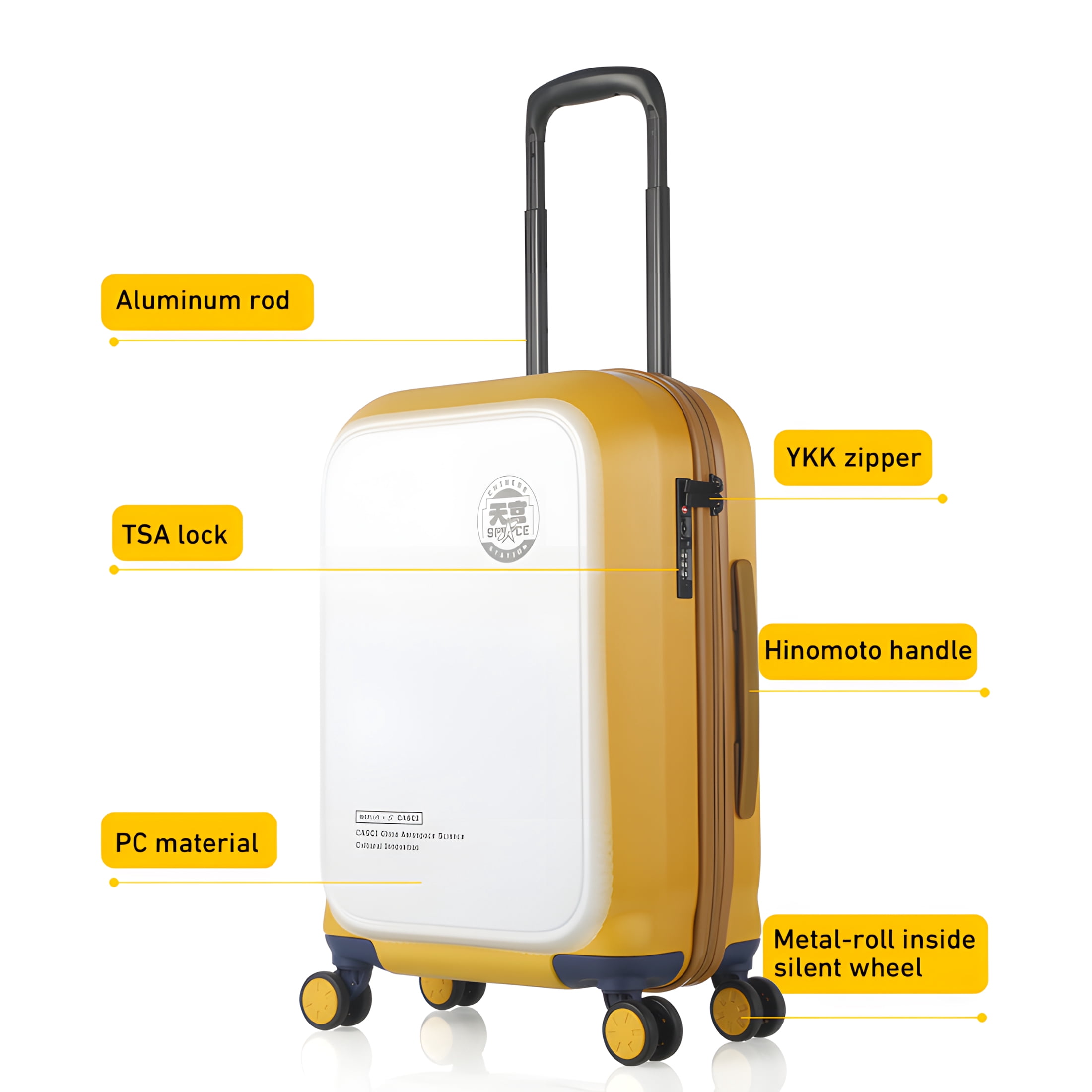 WEPLUS Luggage Sets 4 Piece,20" Hardside Carry-On Luggage, Hardshell Suitcase With Wheels, With Scratch-Resistant Surface, Four Multi-directional Wheels