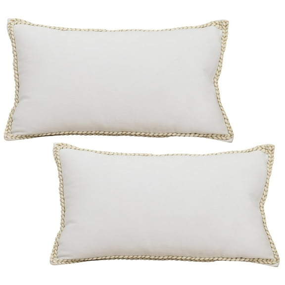 HonorHut Throw Pillow Covers Neutral Decorative Euro Cushion Cover with Stitched Edge Breathable Pillow Protectors 18x18 Inch 2 Piece White