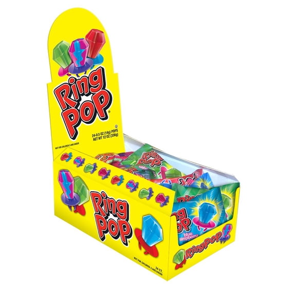 Ring Pop Lollipop Candy, Assorted Fruit Flavor, 24ct