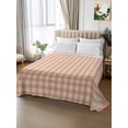 thumbnail image 3 of Queen Flat Sheet Only Minimalist Pink Beige Gingham Soft Microfiber Cooling Bedding Sheets Rustic Buffalo Check Flat Bed Sheet for Hotel,Home Decor, 3 of 9
