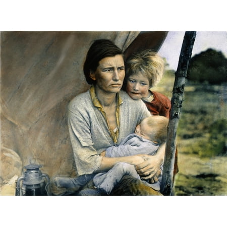 Migrant Family 1936 Nflorence Thompson A 32-Year-Old Migrant Worker With Her Children At A Migrant WorkerS Camp In Nipomo California Oil Over A Photograph By Dorothea Lange March 1936 Rolled Canvas (Best California Compliant Ar 15)