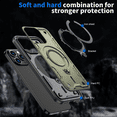 thumbnail image 6 of Entronix Magnetic Heavy Duty Case Designed for iPhone 16 Pro Kickstand Shockproof Armor, Green, 6 of 8