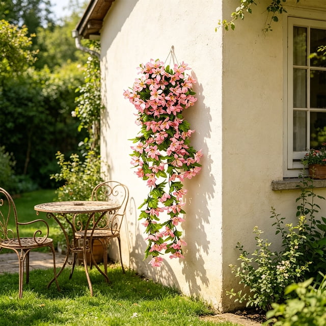 Flores Colgantes de Glicinia Artificial – Enredaderas Artificiales de Seda para Arcos de Boda, Paredes, Vallas de Jardín y Decoración de Interiores y Exteriores.