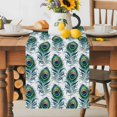thumbnail image 5 of Burlap Table Runner 120 Inches Long, Abstract Peacock Feathers Non-Slip Kitchen Table Runners for Dining Room Everyday Use Party Table Decorations Bohemian Green Bird, 5 of 9