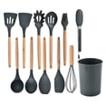 thumbnail image 2 of Billuyoard Juego de utensilios de cocina de 12 piezas, mangos de de silicona, cepillo de aceite, garra de espagueti, utensilios de cocina para el Cocina y Comedor Negro Gris Billuyoard HA028300-04, 2 of 6